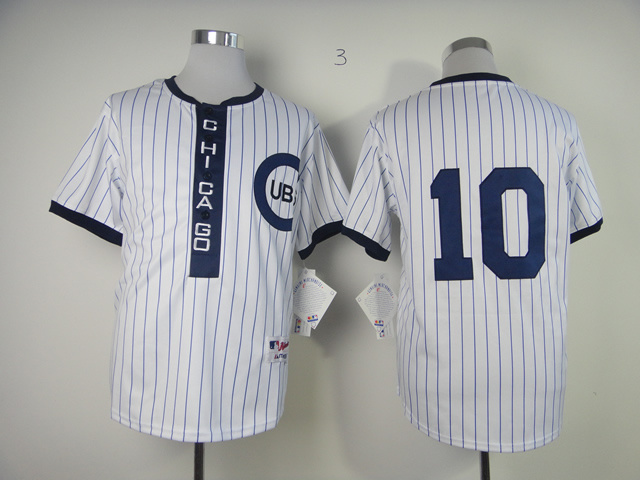 Men Chicago Cubs 10 Santo White Throwback 1909 MLB Jerseys